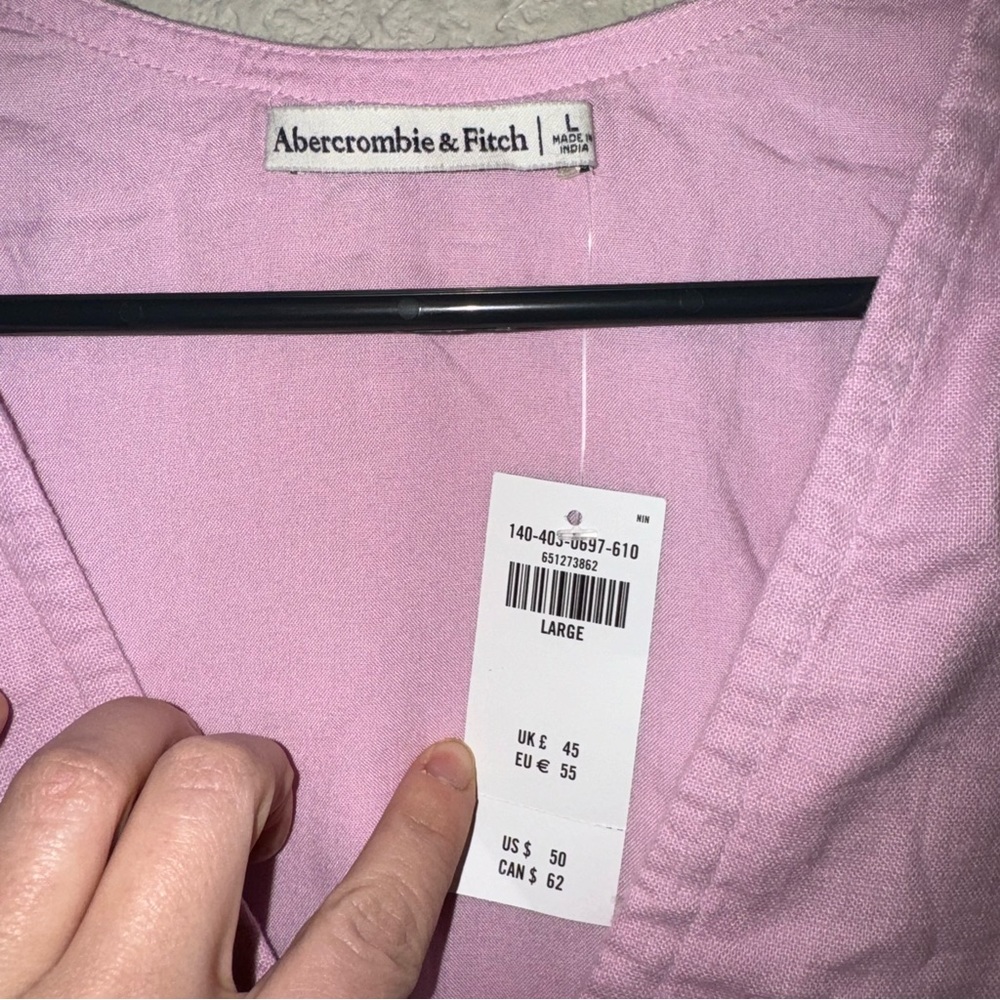Abercrombie & Fitch Wrap Around Linen Top in Pink Lavender - Picture 5 of 7
